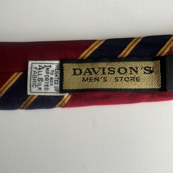 Davidson’s Vintage Red, Blue and Gold Striped Silk Tie - Picture 4 of 6